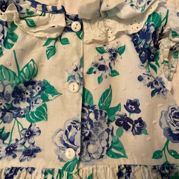 🔖Ruffle Dress Ruffle 4t Sleeve Blue White Floral - Picture 5 of 7